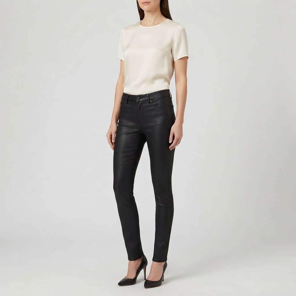 Level 99 Mid Rise Coated Skinny Jeans Forever Black 32/14 NWT Glam Bikercore NWT